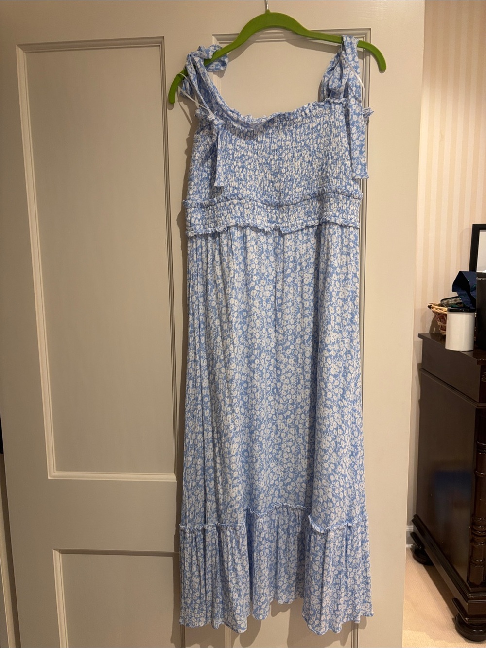 Lost + Wander Light Blue Floral Maxi Dress with Ruffle Straps